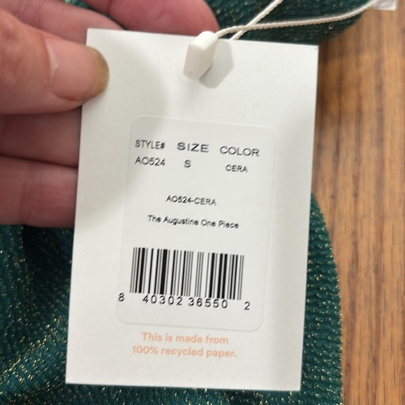 Andie Women's The Augustine Metallic One-Piece Swimsuit Ceramic size S NWT - Picture 3 of 6